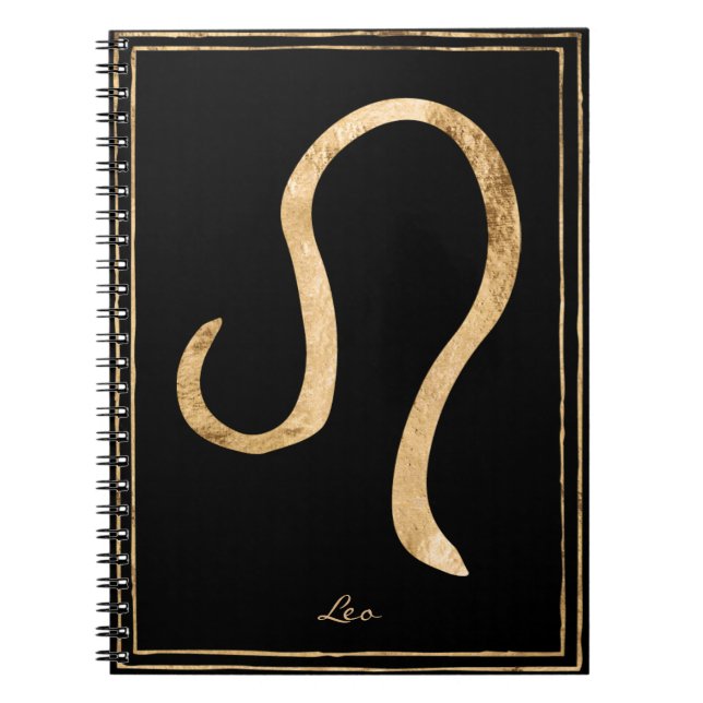 Caderno Espiral Leo martelava o ouro estilizado símbolo de astrolo (Frente)