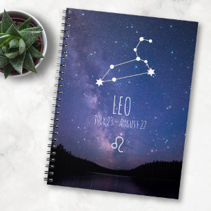 Caderno Espiral Leo   Notebook de constelação Zodiaca Personalizad
