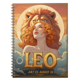 Caderno Espiral Leo Sun - Sinal Julho Aniversário Lion