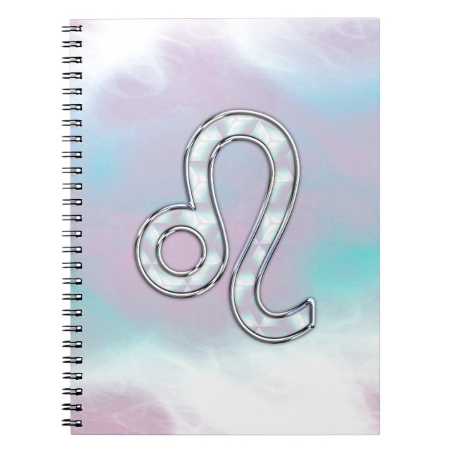 Caderno Espiral Leo Zodiac Símbolo de Pastels Nacre Style Impressã (Frente)