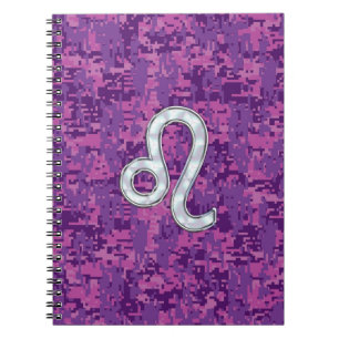 Caderno Espiral Leo Zodiac - Sinal da Camuflagem Digital Fuchsia
