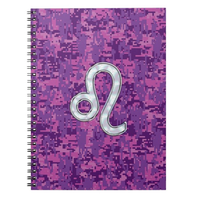 Caderno Espiral Leo Zodiac - Sinal da Camuflagem Digital Fuchsia (Frente)