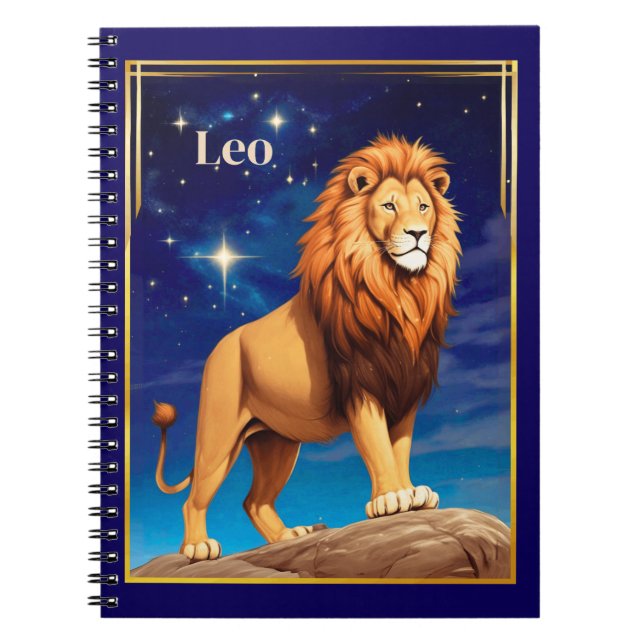 Caderno Espiral Leo Zodiac - Sinal debaixo de um céu estrelado (Frente)