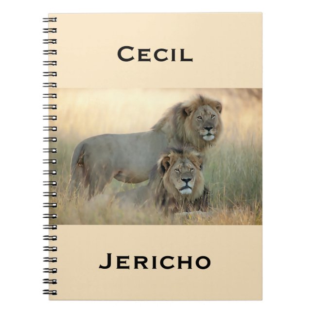 Caderno Espiral Leões de Cecil & de irmão de Jericho de África (Frente)
