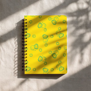 Caderno Espiral Leões Teais Kawaii & Luz do Sol – Padrão Fofo