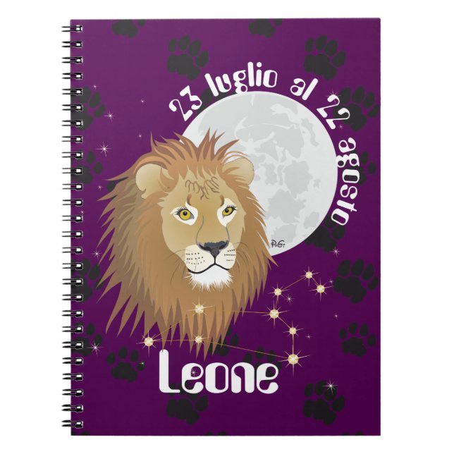 Caderno Espiral Leone 23 luglio al 22 Taccuino (Frente)