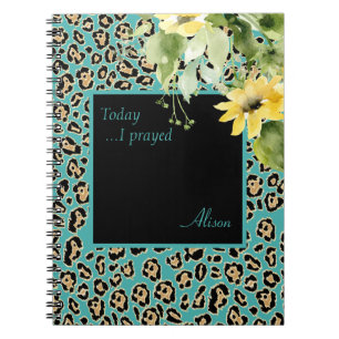 Caderno Espiral Leopard and Sunflower Custom Prayer Journal