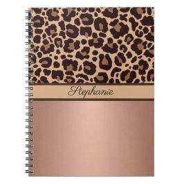 Caderno Espiral Leopard Animal Print Cheetah Rosa Dourado Trendy C