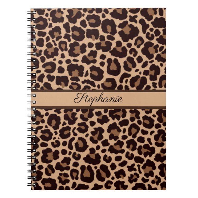 Caderno Espiral Leopard Animal Print Cheetah Rosa Dourado Trendy C (Frente)