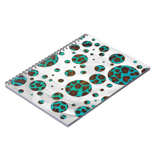 Caderno Espiral Leopard Brown e Teal PrintPolka Pontos
