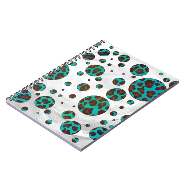 Caderno Espiral Leopard Brown e Teal PrintPolka Pontos (Left Side)