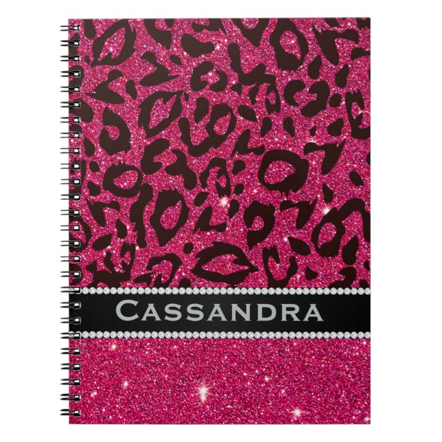 Caderno Espiral Leopard Coletivo Cor-de-rosa e preto Nome (Frente)