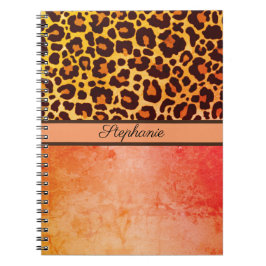 Caderno Espiral Leopard Impressão Animal Cheetah laranja Safari Tr