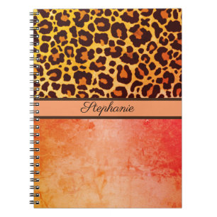 Caderno Espiral Leopard Impressão Animal Cheetah laranja Safari Tr