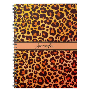 Caderno Espiral Leopard Impressão Animal Cheetah laranja Safari Tr