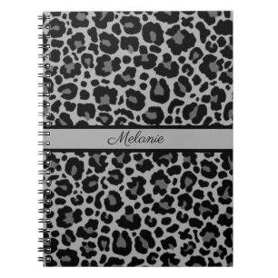 Caderno Espiral Leopard Print Animal Cheetah Silver Cinza Trendênc