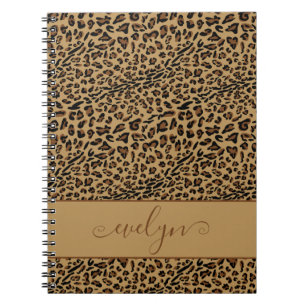 Caderno Espiral Leopard Print Brown e Black Personalizado