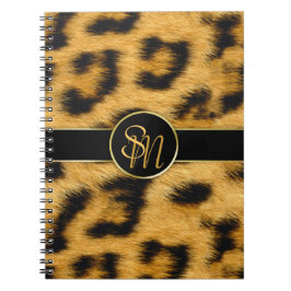 Caderno Espiral Leopard Print Monogramas Elegante - Notebook