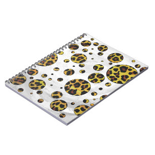 Caderno Espiral Leopardo Brown e Bolinhas Amarela