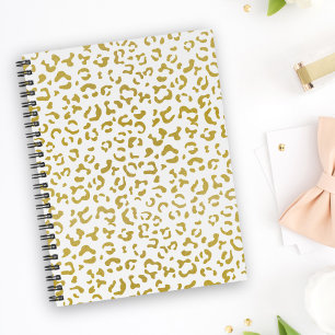 Caderno Espiral Leopardo Dourado, Brilho Dourado, Impressão Leopar