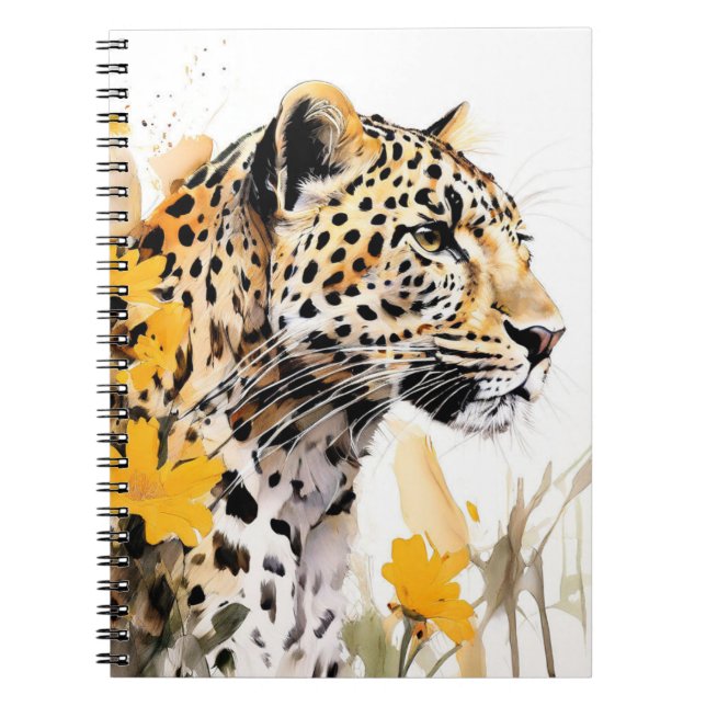 Caderno Espiral Leopardo entre Diário de notebook das flores (Frente)