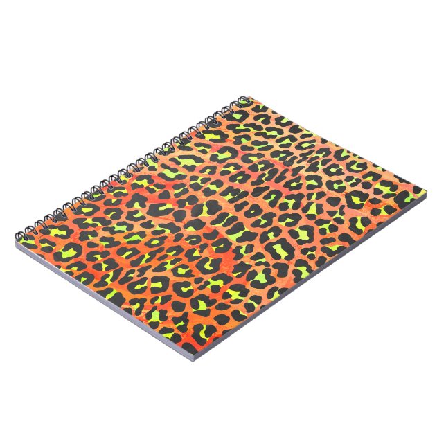 Caderno Espiral Leopardo Laranja e Impressão amarelo (Left Side)