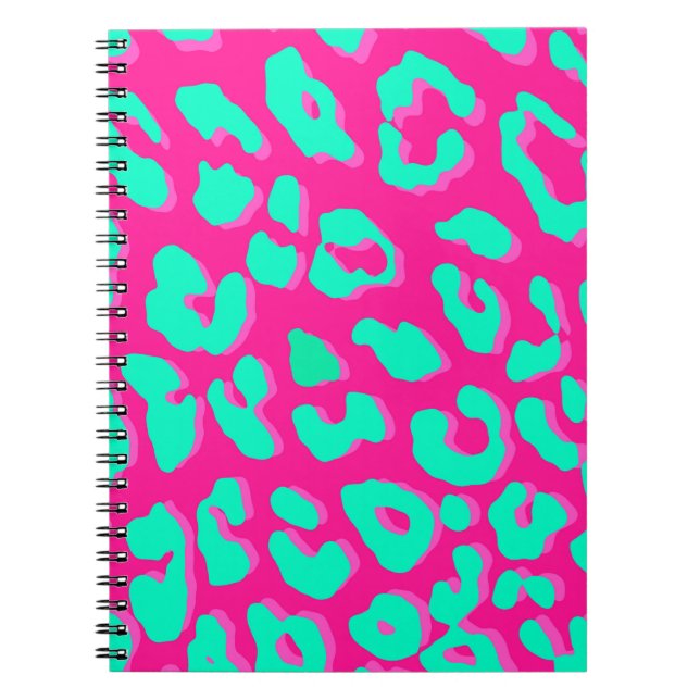 Caderno Espiral Leopardo - Mint Rosa (Frente)