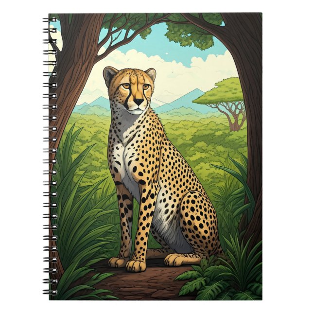 Caderno Espiral Leopardo na Floresta Exuberante (Frente)