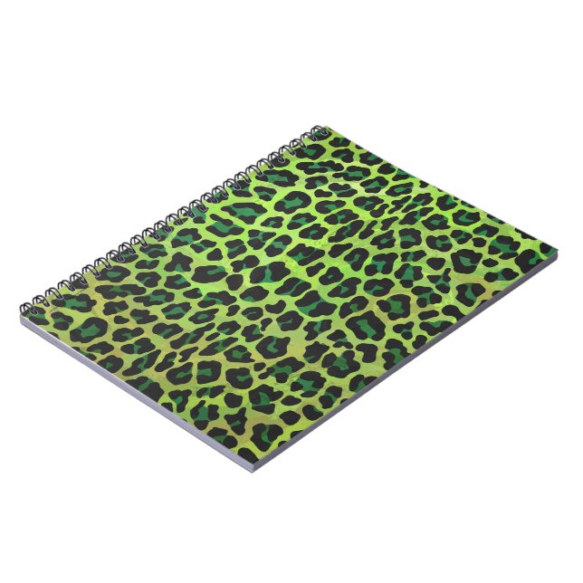 Caderno Espiral Leopardo Negro e Impressão Verde (Left Side)