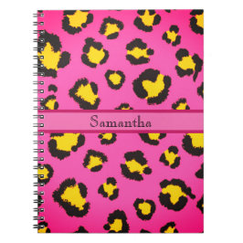 Caderno Espiral Leopardo rosa-rosa Impressão Animal Cheetah Trendy