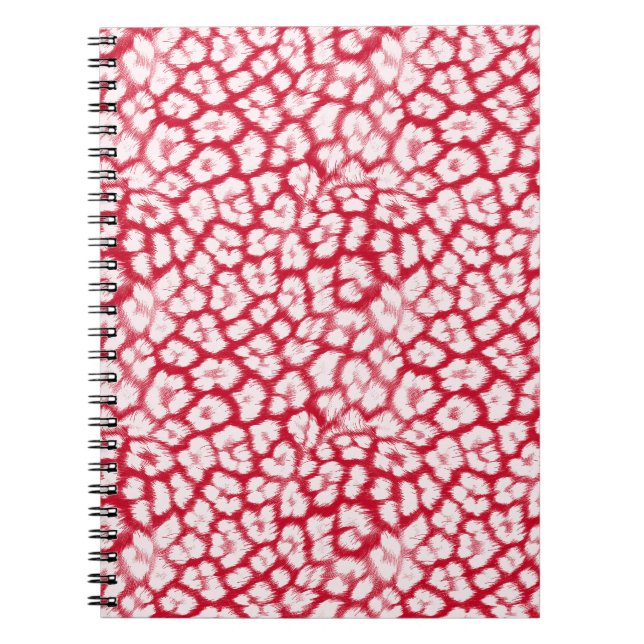 Caderno Espiral Leopardo vermelho e branco (Frente)