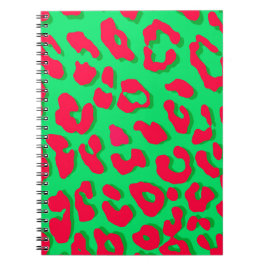 Caderno Espiral Leopardo - Vermelho Verde