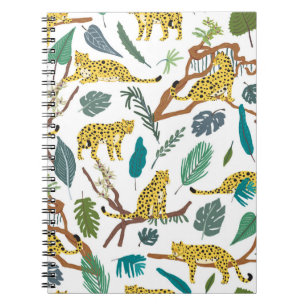 Caderno Espiral Leopardos animais selvagens na floresta selvagem p