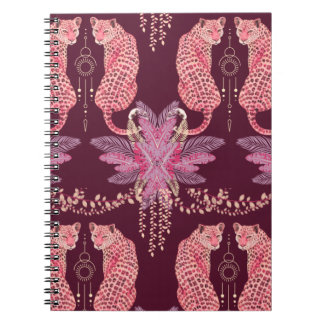 Caderno Espiral Leopardos Rosa no Caderno/Diário da Selva