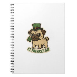 Caderno Espiral Leprechaun Pug Dia de São Patrício