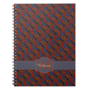 Caderno Espiral Leques Antigos Japoneses Vermelhos Elegantes Perso