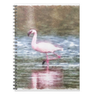 Caderno Espiral Lesser Flamingo Watercolor