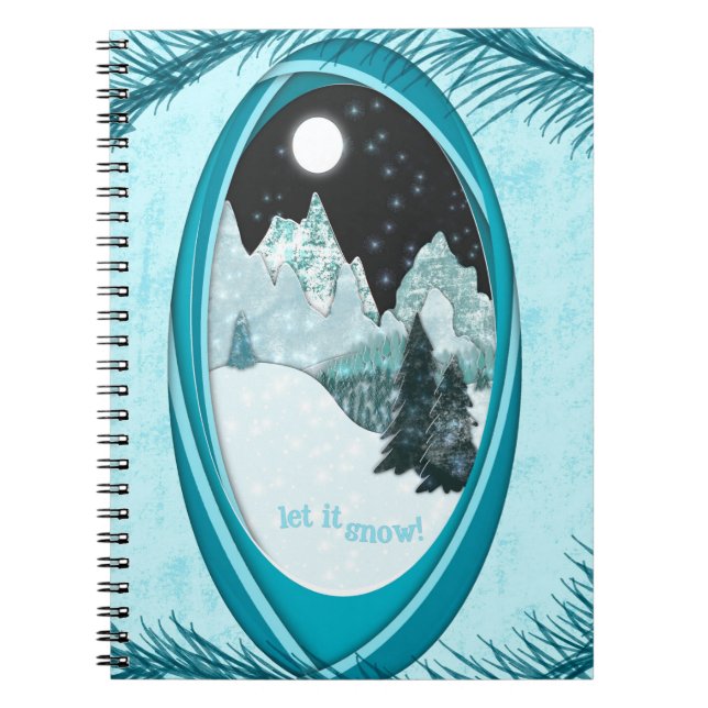 Caderno Espiral Let It Snow Winter Poker Cards Snowy Mountains (Frente)