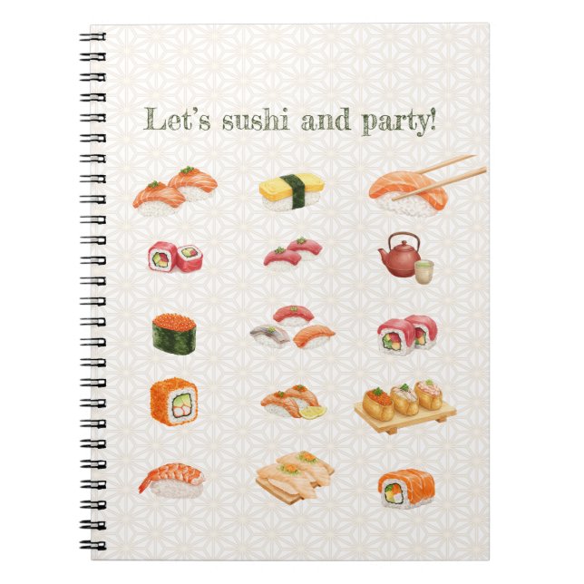 Caderno Espiral Let’s sushi and party!  (Frente)