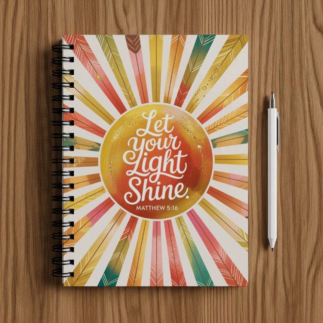 Caderno Espiral Let your light shine, Christian faith notebook  (Criador carregado)