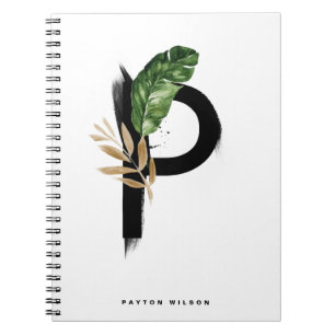 Caderno Espiral Letra Boho P Monograma Palm Sai Tropical