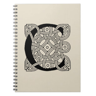 Caderno Espiral Letra C Monograma Impressão de Nó Celta Vintage