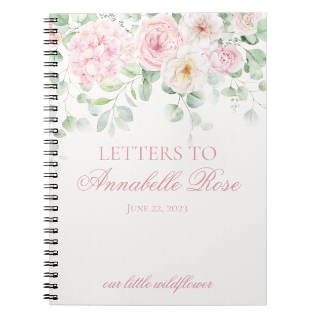 Caderno Espiral Letra cor-de-rosa Hydrangea Letters to Birthday (Frente)
