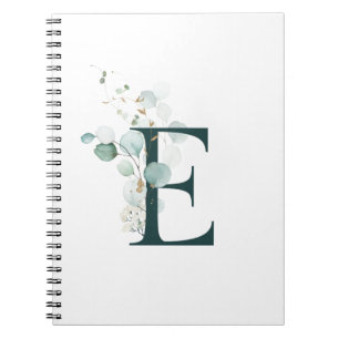 Caderno Espiral Letra E Eucalyptus e Monogramas Dourados