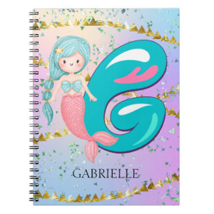 Caderno Espiral Letra G Monograma, Aquarela, Enfermeiro de Sereia