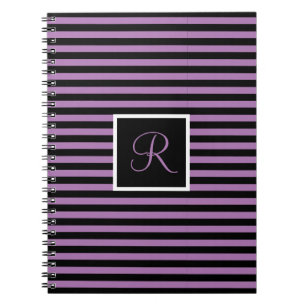 Caderno Espiral Letra inicial alfabética fixa em roxo e preto