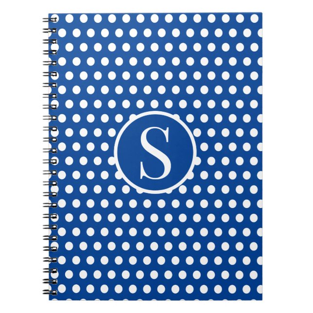 Caderno Espiral Letra inicial clássica Bolinhas Marinho Blue (Frente)