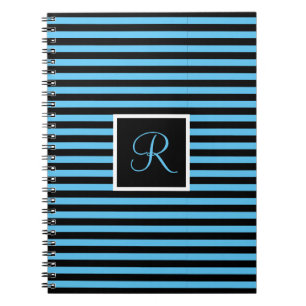 Caderno Espiral Letra inicial fixa personalizada azul e preto
