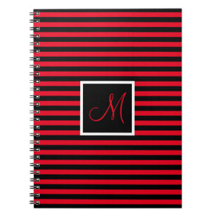 Caderno Espiral Letra inicial fixa personalizada vermelha e preta