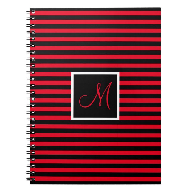 Caderno Espiral Letra inicial fixa personalizada vermelha e preta (Frente)